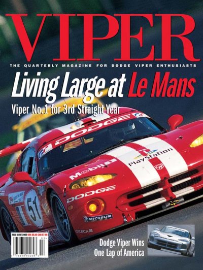 Fall 2000 VIPER Magazine Cover Poster - Living Large at Le Mans: Viper #1 for 3rd Straight Year